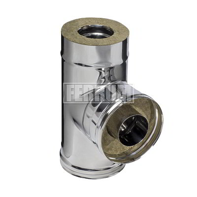 Тройник-сэндвич 90 FERRUM (430/0,8мм + нерж.) Ф120x200